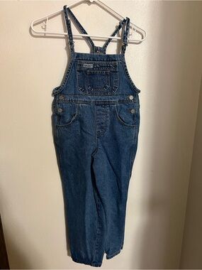 GUESS Vintage 1990's Denim‎ Logo Overalls with Tie Waist RARE Girl's Size 7 GUC